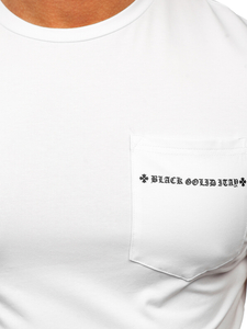 Tee-shirt imprimé avec petite poche pour homme blanc Bolf MT3044