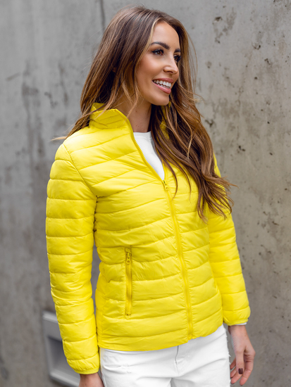 Blouson de transition à col montant matelassé pour femme jaune Bolf 1141A