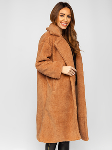 Femme Manteau d'hiver long et chaud Camel Bolf AN105A