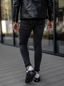 Pantalon en jean skinny fit pour homme noir Bolf KX565-1