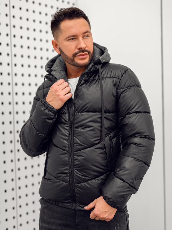 Blouson d'hiver matelassé pour homme noir Bolf B2906