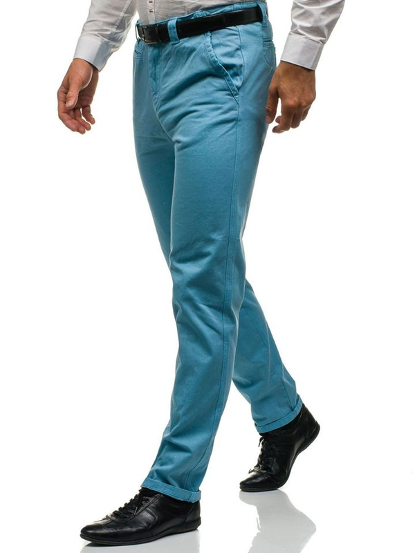 Le pantalon chino pour homme bleu clair Bolf 6188