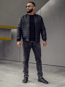 Blouson aviateur matelassé homme noir Bolf MY-02A2