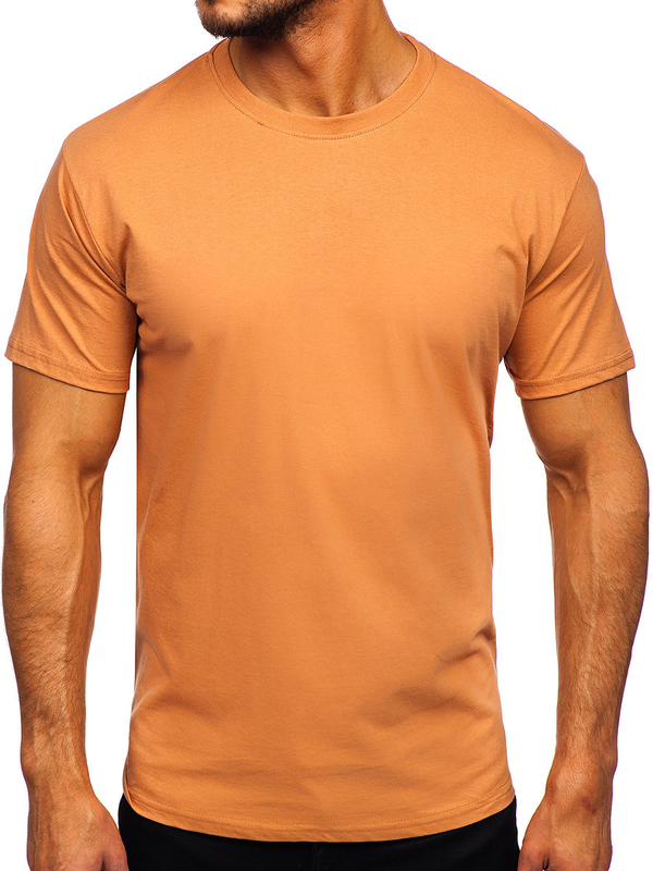 T-shirt uni en coton marron pour homme Bolf 192397