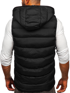 Gilet épais matelassé à capuche pour homme noir Bolf 7M805