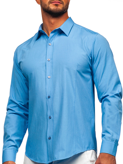 Chemise élégante bleu clair à manches longues pour homme Bolf 1703