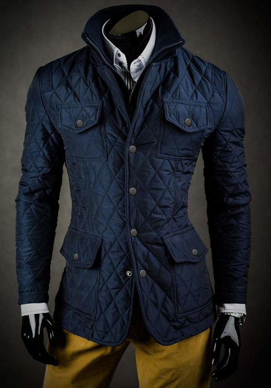 Blouson élégant matelassé pour homme bleu foncé Bolf 802A