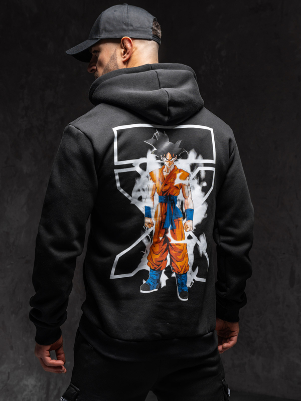 Homme Sweat-shirt imprimé à capuche Noir Bolf 147049A