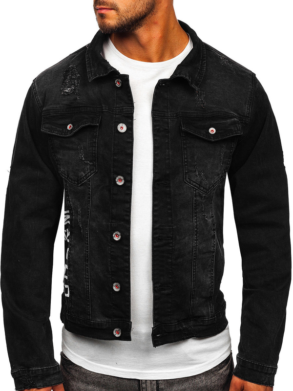 Blouson en jean noir pour homme Bolf RC61079S0