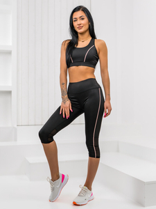 Ensemble de sport deux pièces pour femme noir Bolf XL012
