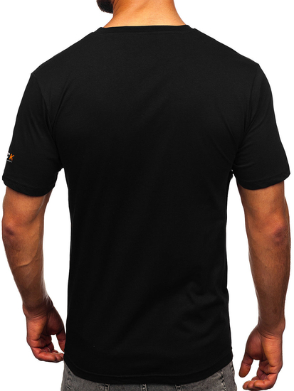 Tee-shirt en coton imprimé pour homme noir Bolf 14773