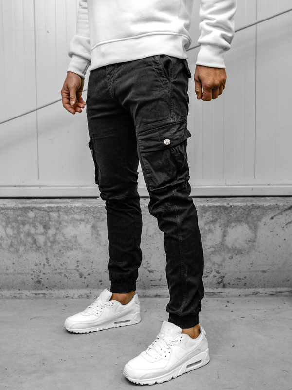Homme Pantalon jogger cargo Noir Bolf JM5502A