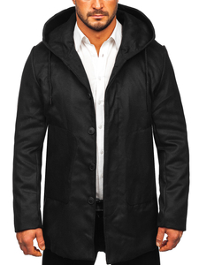 Manteau d'hiver à capuche pour homme noir Bolf 79B3-197