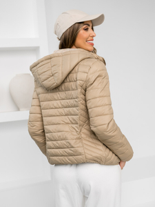 Femme Blouson de transition à capuche Beige Bolf B0124