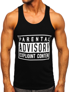 Tank top de boxeur noir avec imprimé Bolf 14855