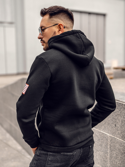 Homme Sweat-shirt kangourou à capuche imprimé Noir Bolf 146956A