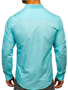 Chemise élégante vert clair à manches longues pour homme Bolf 1703