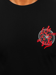 Homme T-shirt imprimé en coton Noir Bolf MPO3555