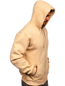 Sweat-shirt beige zippé à capuche pour homme Bolf 2008