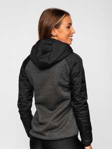 Veste sweat à capuche femme noir Bolf KSW4005