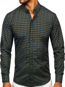 Homme Chemise à carreaux vichy à manche longue Vert Bolf 22747