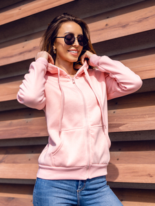 Sweat-shirt à capuche pour femme rose clair Bolf W03B-56