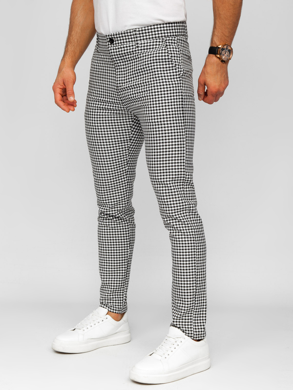 Homme Pantalon élégant à carreaux Noir Bolf 184143