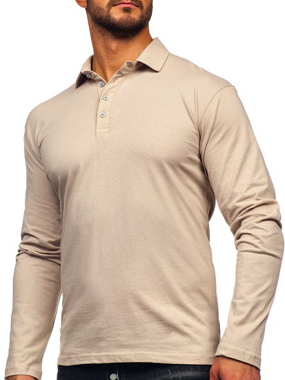 Homme Polo en coton à manches longues Beige Bolf 5119