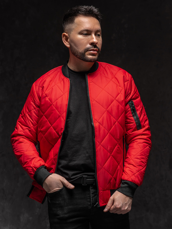 Homme Blouson de transition bomber matelassé Rouge Bolf MY-01A1