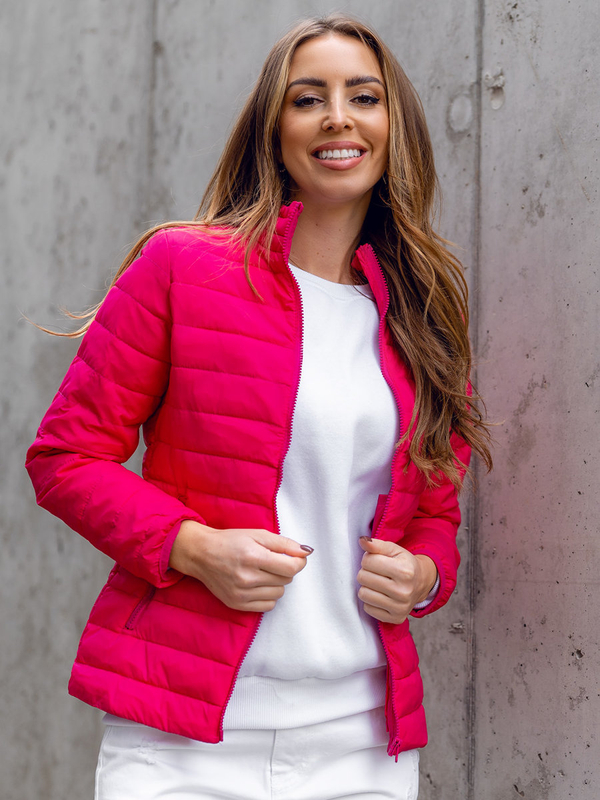 Blouson de transition à col montant matelassé pour femme rose Bolf 1141A