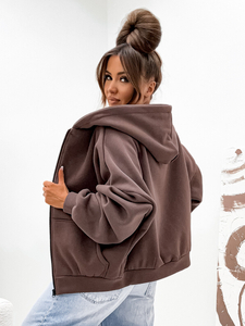 Sweat à capuche isolant papillon pour femme chocolat Bolf 821112