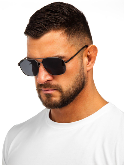 Lunettes de soleil aviateur noires 7009