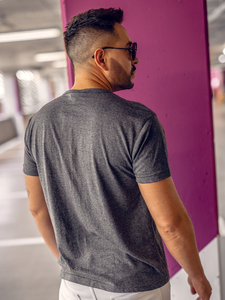 T-shirt uni col V anthracite pour homme Bolf 192131A