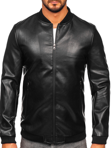 Le blouson bomber en cuir pour femme noir Bolf 11Z8015