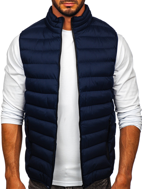 Le gilet matelassé pour homme bleu foncé Bolf 5M711