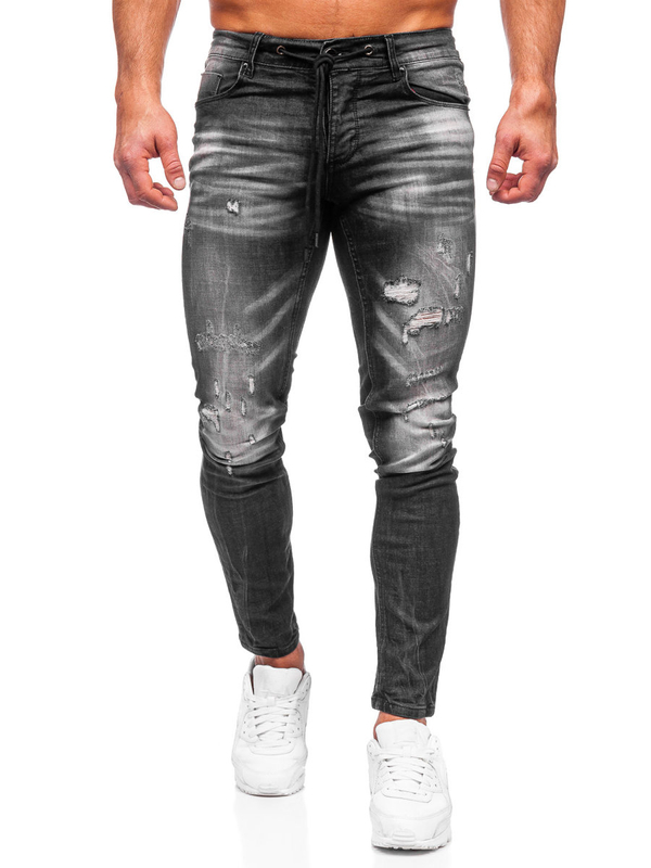 Pantalon en jean slim fit pour homme noir Bolf MP005N