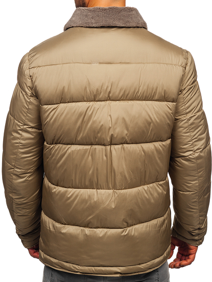 Homme Blouson d'hiver matelassé avec fourrure Beige Bolf 31M5010