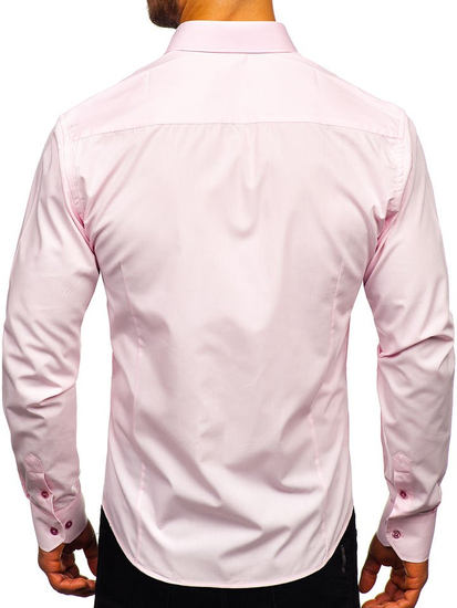 Chemise élégante rose à manches longues pour homme Bolf 1703