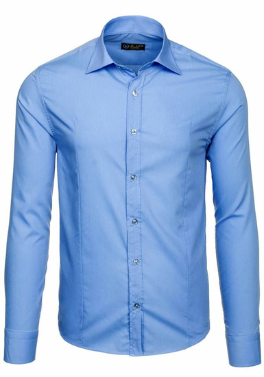 Chemise élégante bleu clair à manches longues pour homme Bolf 1703