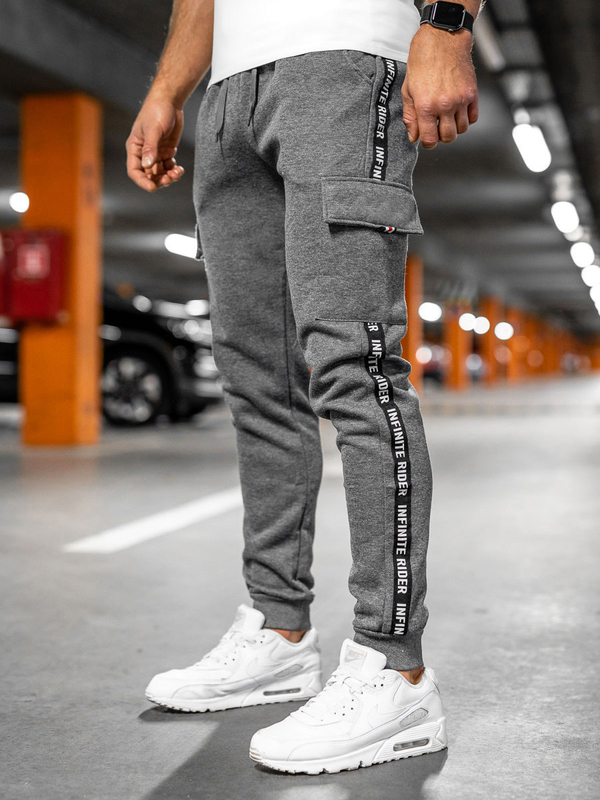 Homme Pantalon jogger cargo épais Gris Bolf JX8715A
