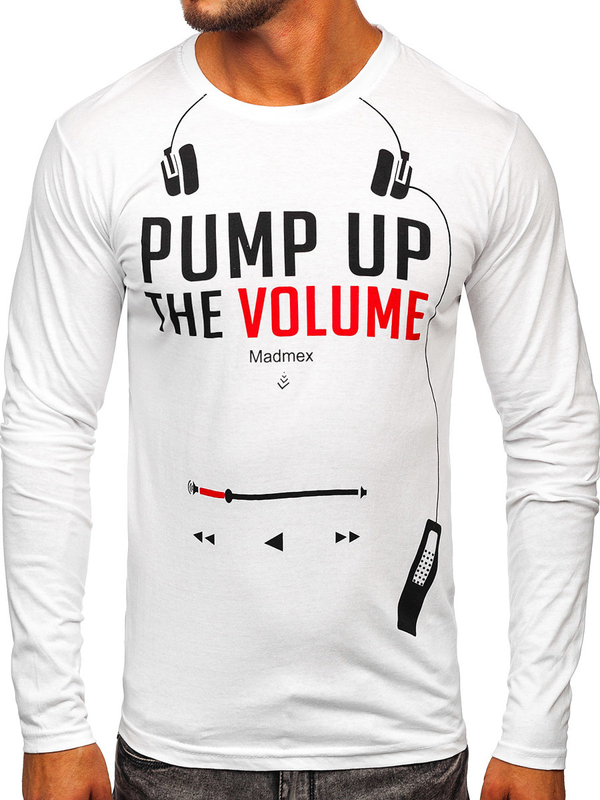 Le tee-shirt manches longues imprimé pour homme blanc Bolf 1219