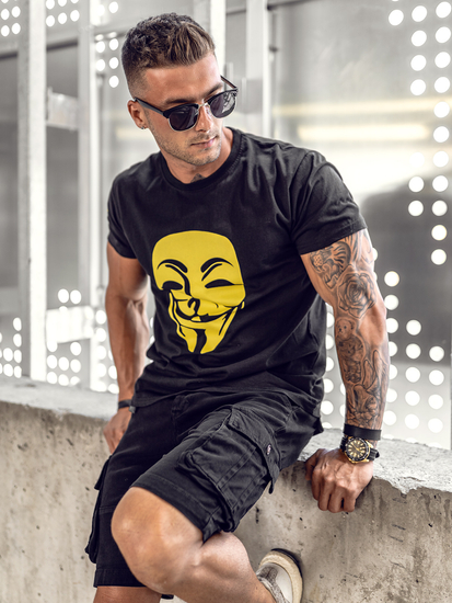 Short cargo avec ceinture pour homme noir Bolf MP0109NA