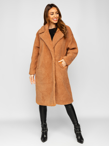 Femme Manteau d'hiver long et chaud Camel Bolf AN105A