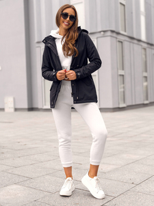 Parka de transition à capuche pour femme noire Bolf 7018A