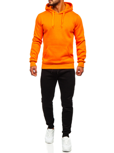 Survêtement avec sweat-shirt à capuche kangourou pour homme orange Bolf D002