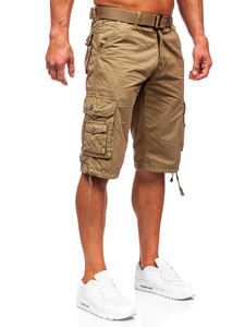Short cargo en tissu avec ceinture pour homme camel Bolf 77885