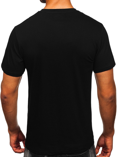 Homme T-shirt imprimé en coton Noir Bolf MPO3557