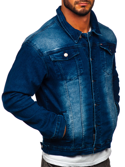 Le blouson en jean pour homme bleu foncé Bolf MJ512BS