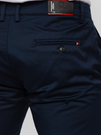 Pantalon chino en tissu bleu foncé Bolf KA9810