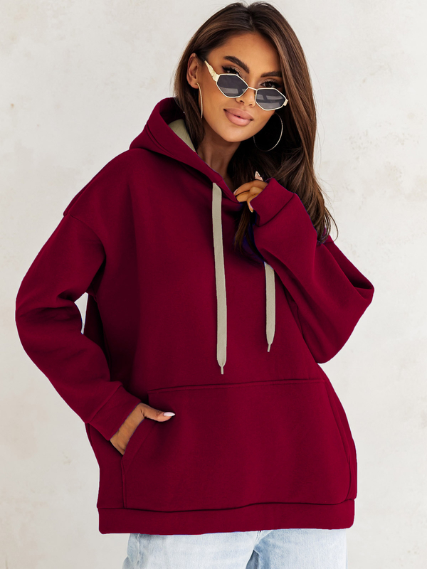 Sweat à capuche kangourou pour femme bordeaux Bolf 82131